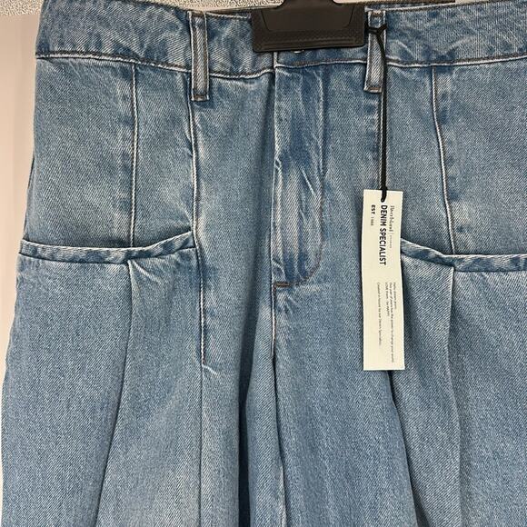 River Island Jeans Blue Tailored Wide Leg Pleated Denim - Picture 12 of 12